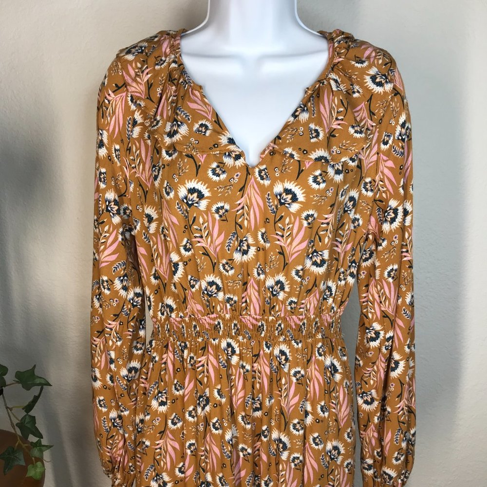 Universal Thread L/S Dress | Brown Floral | X-Small - Picture 6 of 12